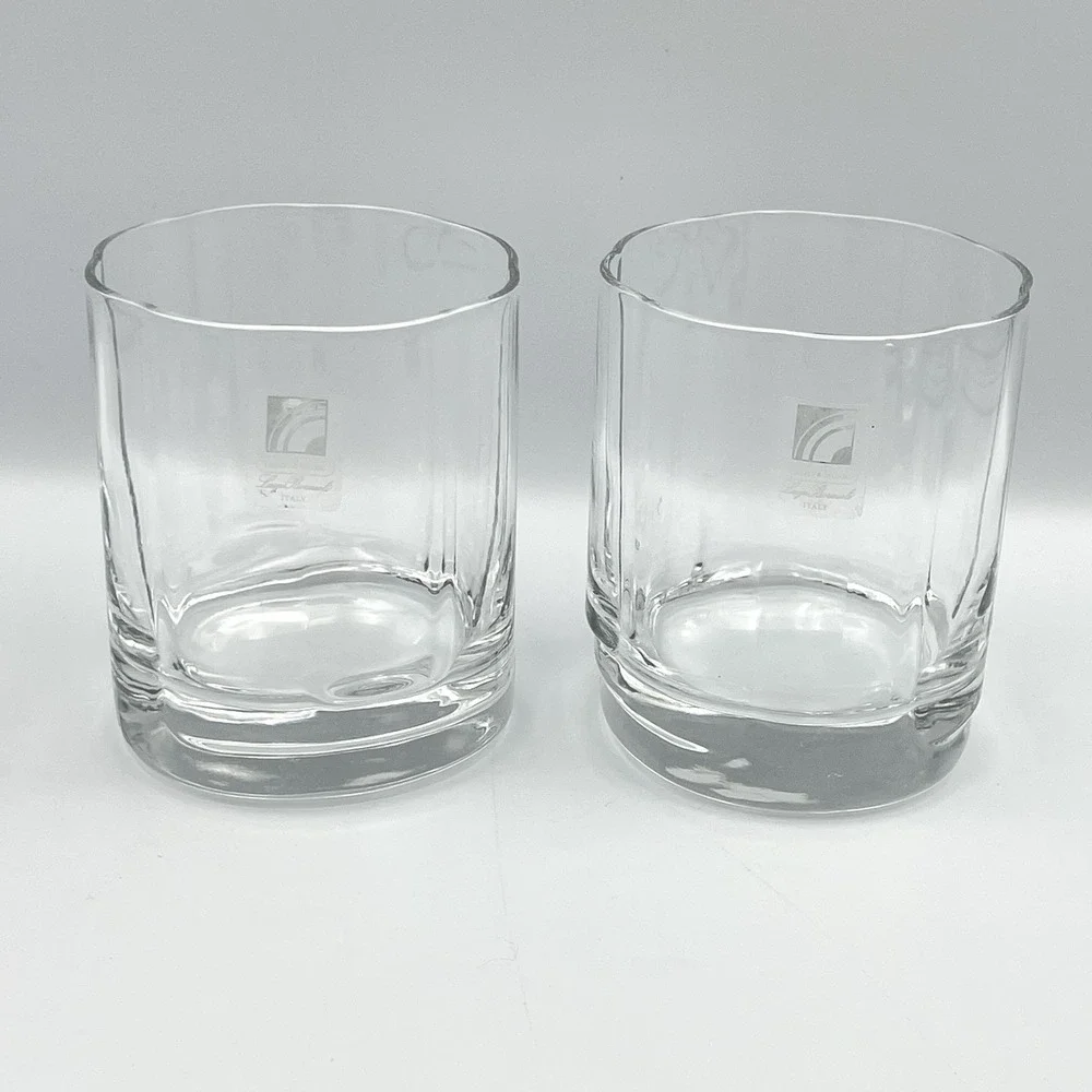Luigi Bormioli Light & Music Italy Whiskey Glasses Set of‎ 2 Oval Base Tumblers